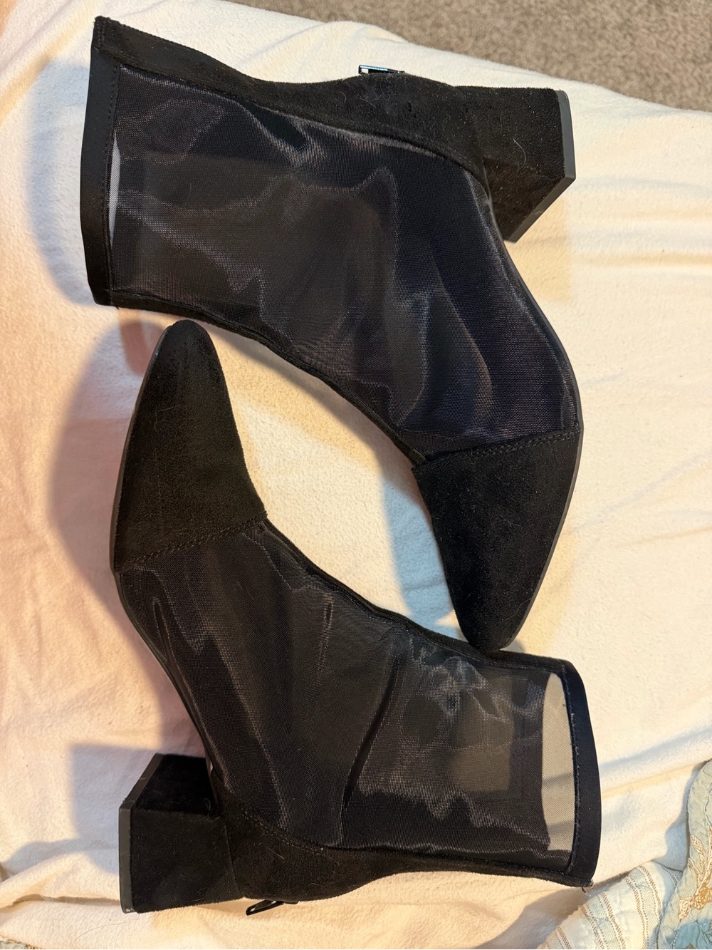 A New Day Black Mesh & Suede Ankle Boots